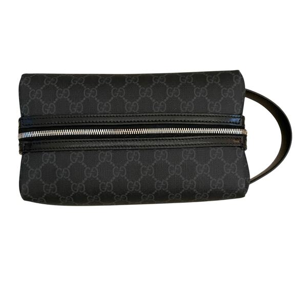 GUCCI GG Mens Toiletry Case With Interlocking G Supreme Bag 739453 Grey Black - Picture 11 of 16